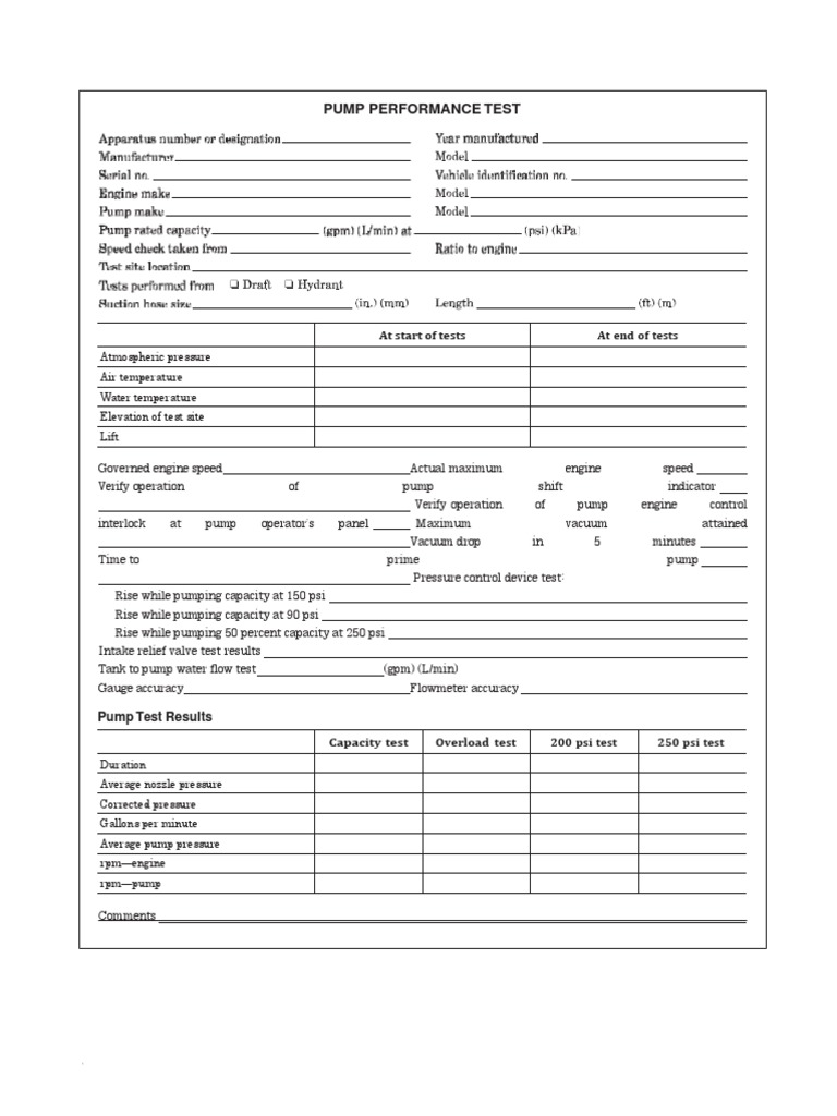 1911 NFPA Pump Test Form PDF PDF Pump Valve