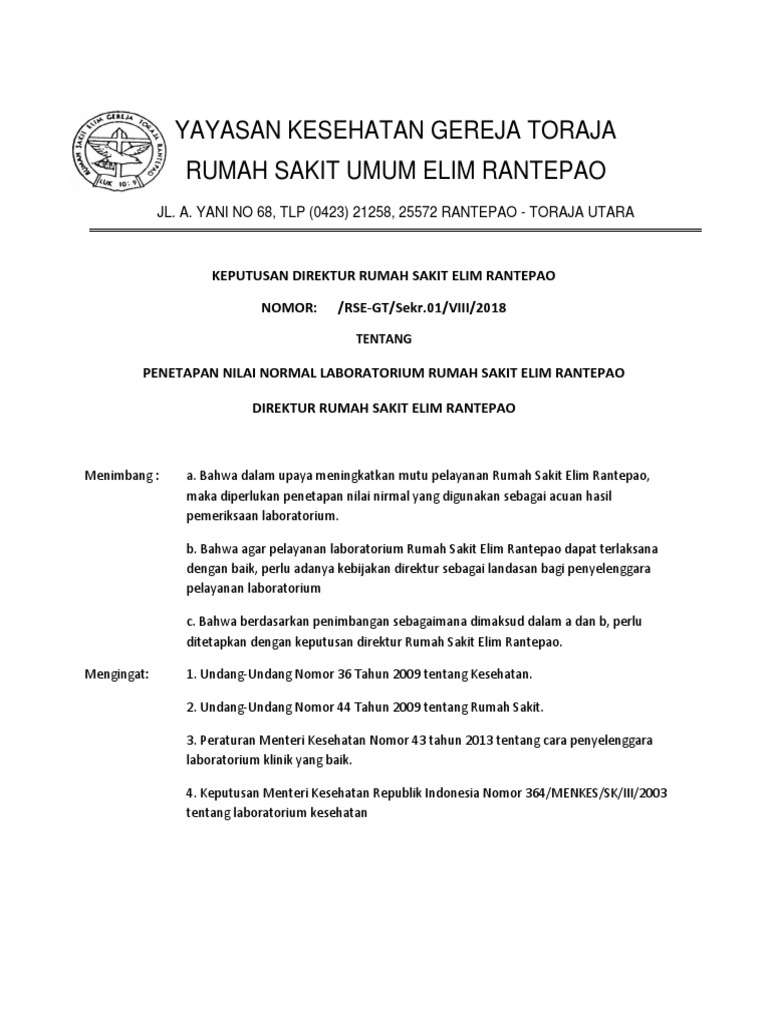 SK Penetapan Nilai Normal | PDF