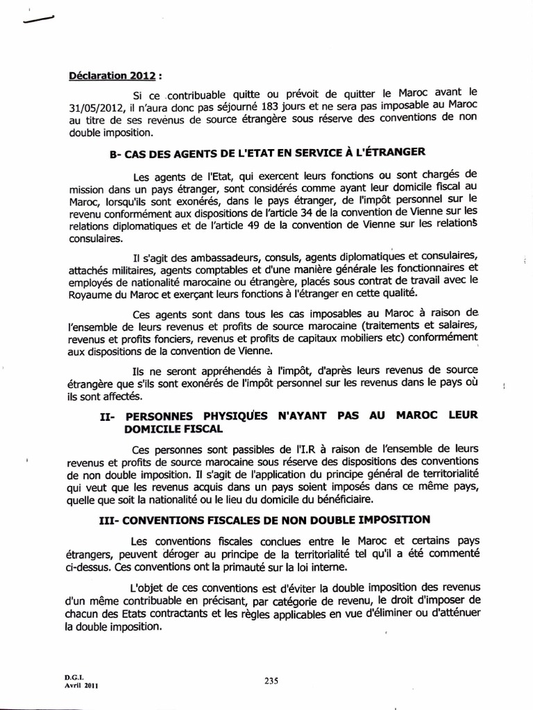 Imposition des revenus au Maroc en 2012 | PDF | Impôt sur le revenu ...