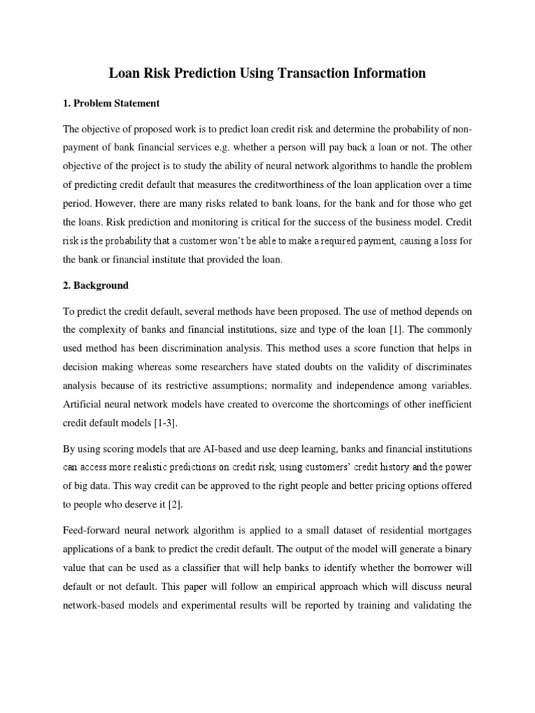Loan Risk Prediction Using User Transaction Information | PDF | Credit