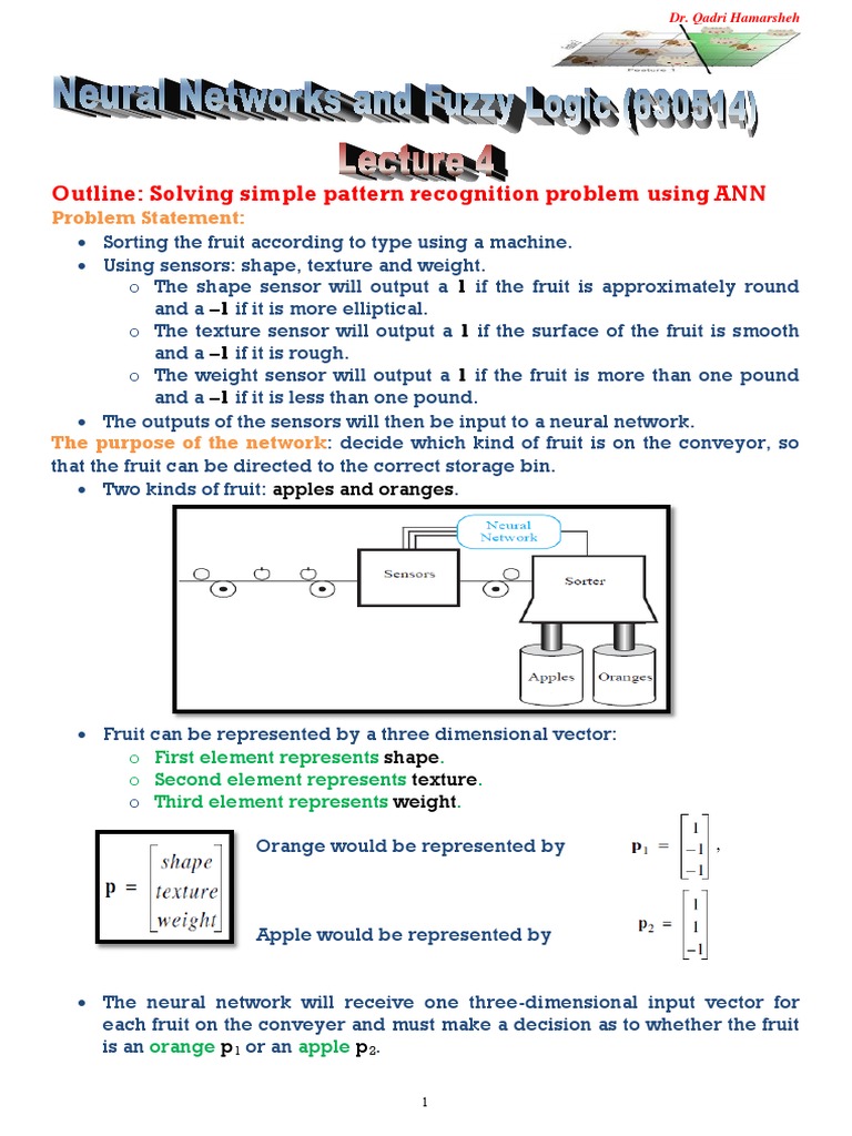 Lecture 4 - Solving Simple Pattern Recognition Problem Using ANN | PDF ...