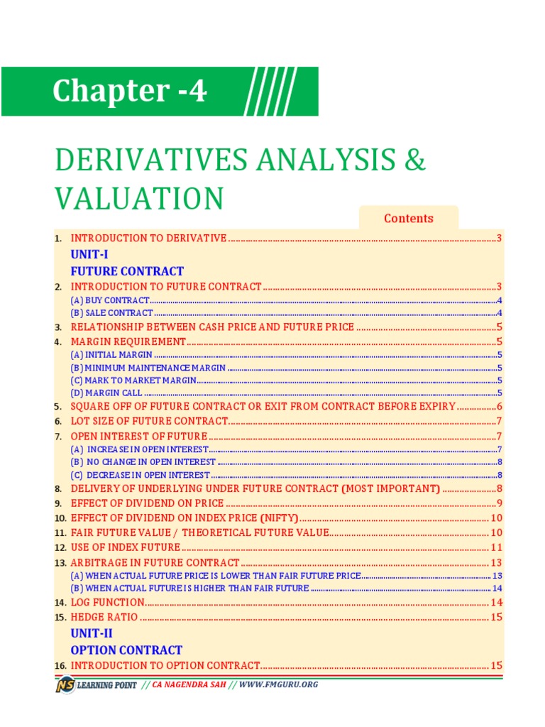 Derivatives Analysis and Valuation Guide | PDF | Futures Contract ...