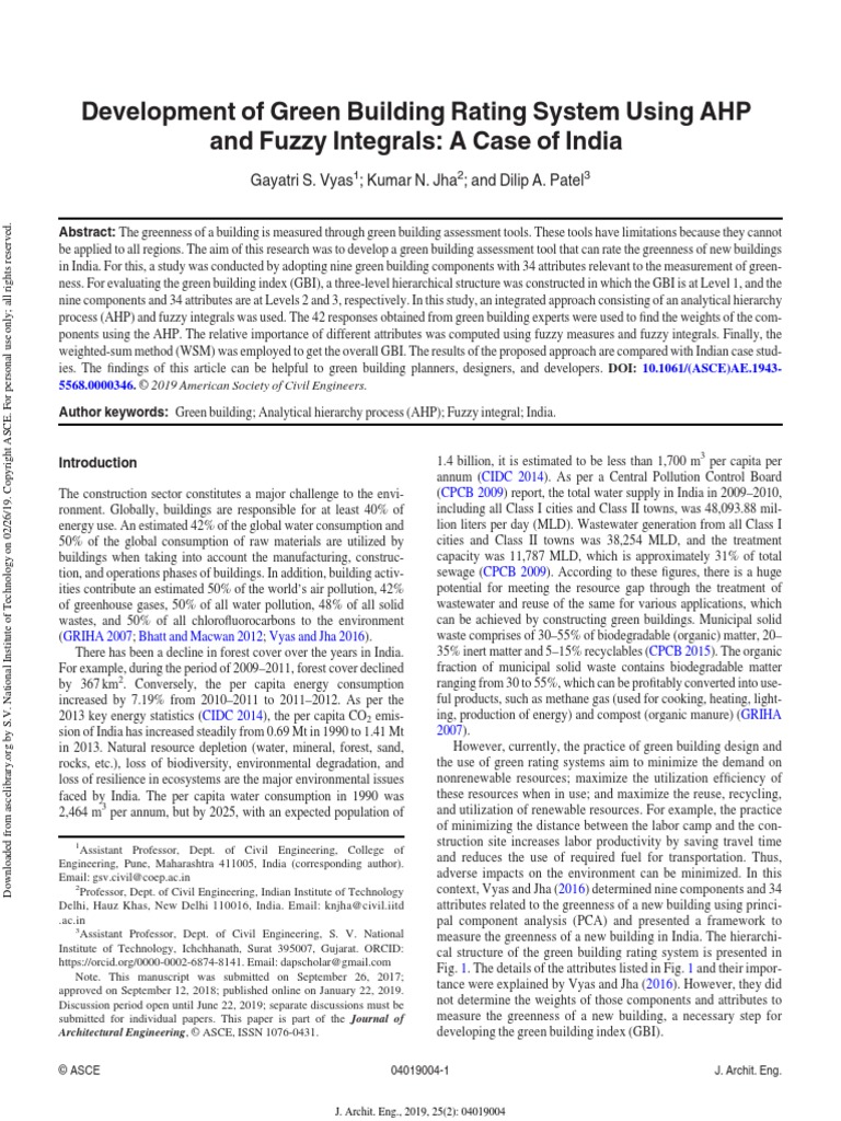 Development of Green Building Rating System Using AHP and Fuzzy ...
