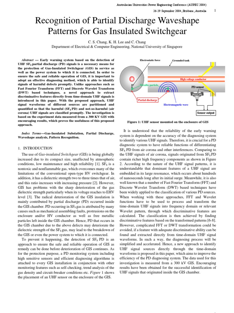 Recognition of Partial Discharge Waveshape Patterns For Gas Insulated ...