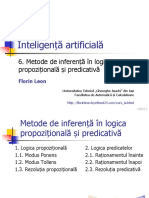 Inteligenta Artificiala: Inferenta in Logica Propozitionala Si Predicativa