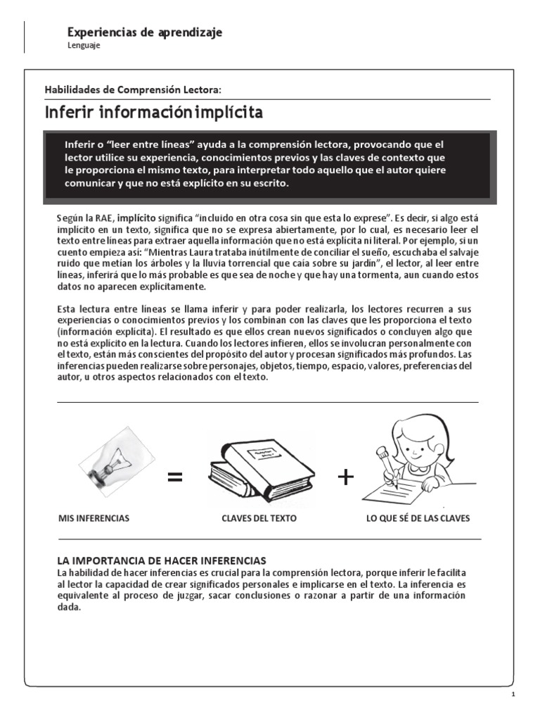 Inferir | PDF | Comprensión lectora | Lingüística