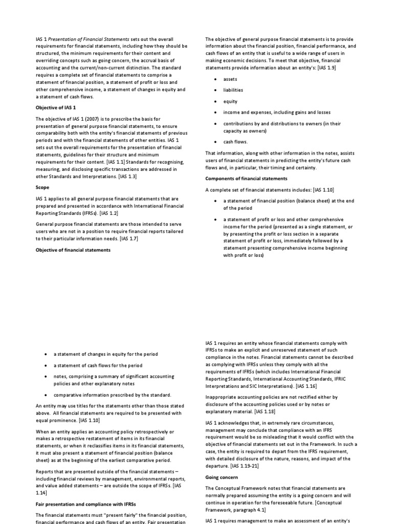 IAS 1 Financial Statement Guidelines | PDF | International Financial ...