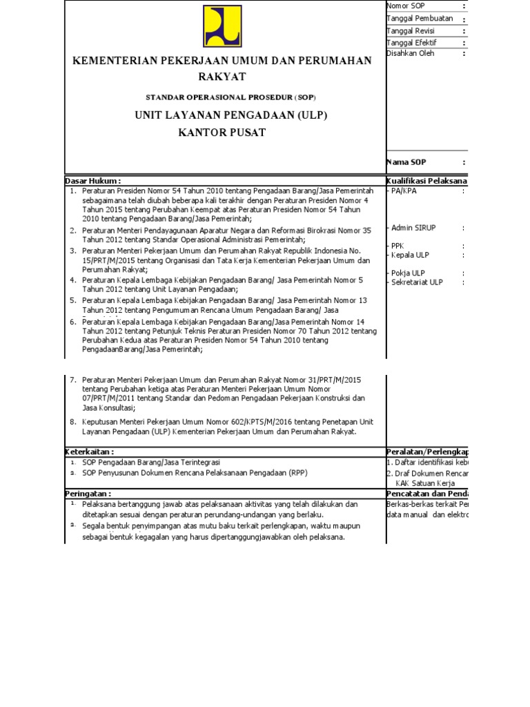 SOP Pengadaan Barang/Jasa Kementerian | PDF | Teknologi & Rekayasa