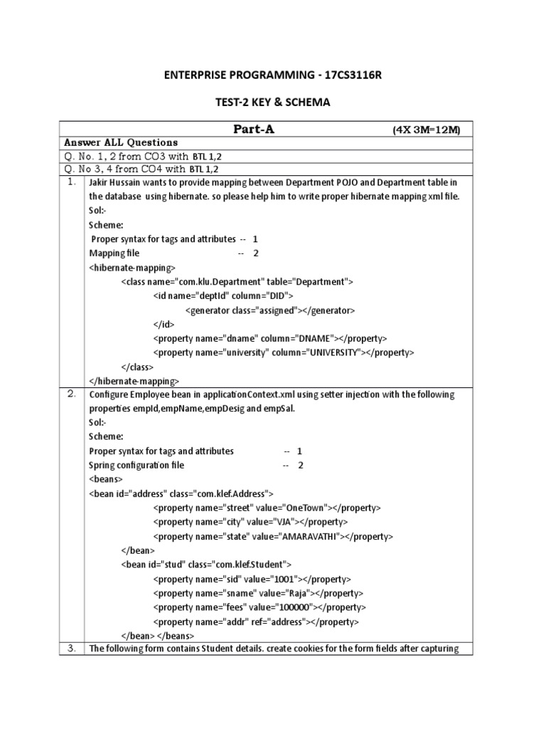 Test-2 Key | PDF | Java Server Pages | Programming Paradigms