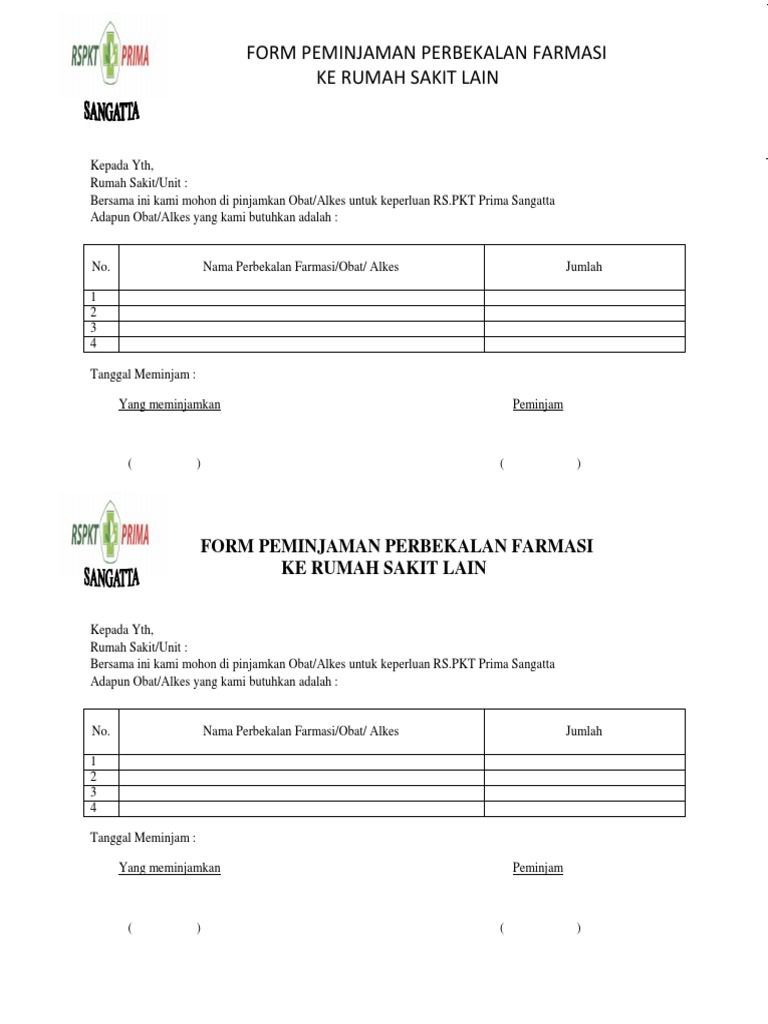 Form Peminjaman Obat | PDF