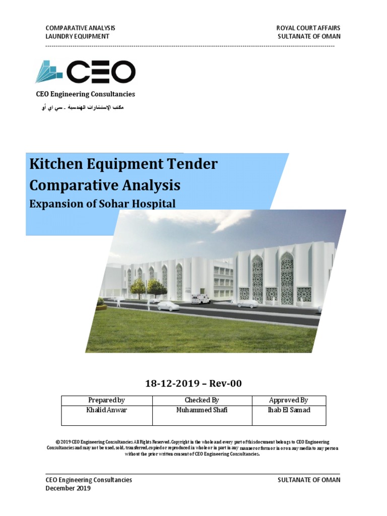 Kitchen Equipment Tender Evaluation PDF Tools Home Appliance