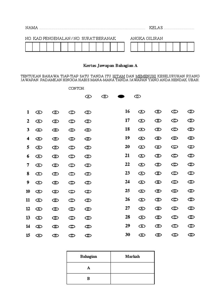 Kertas Jawapan Objektif Pdf