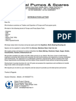 Global Pumps Introduction Letter