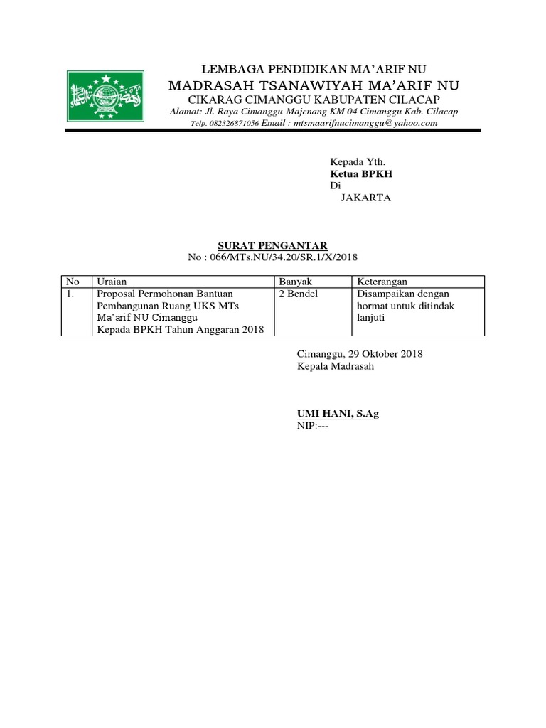 Contoh Proposal Rehabilitasi