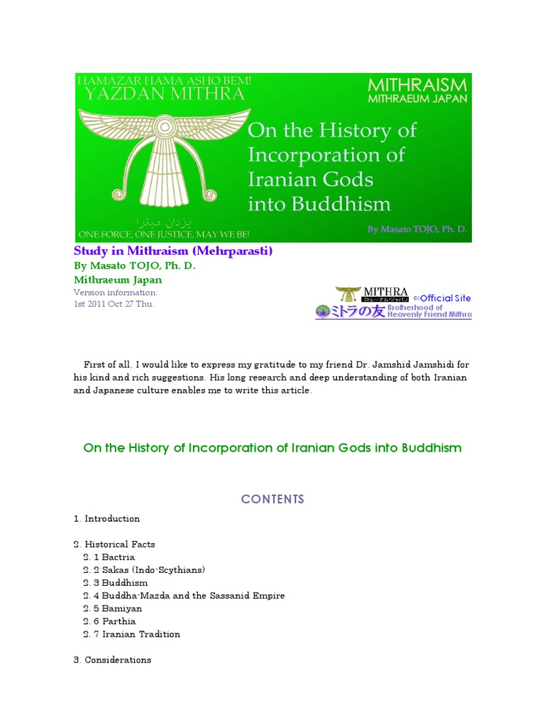 A History of Incorporation of Iranian Gods Into Biddhism PDF | PDF ...