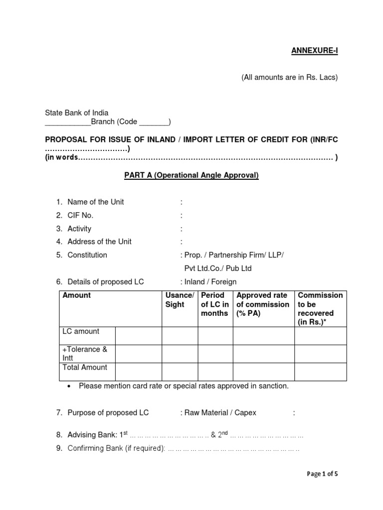LC Proposal Format for Indian Banks | PDF | Letter Of Credit | Government