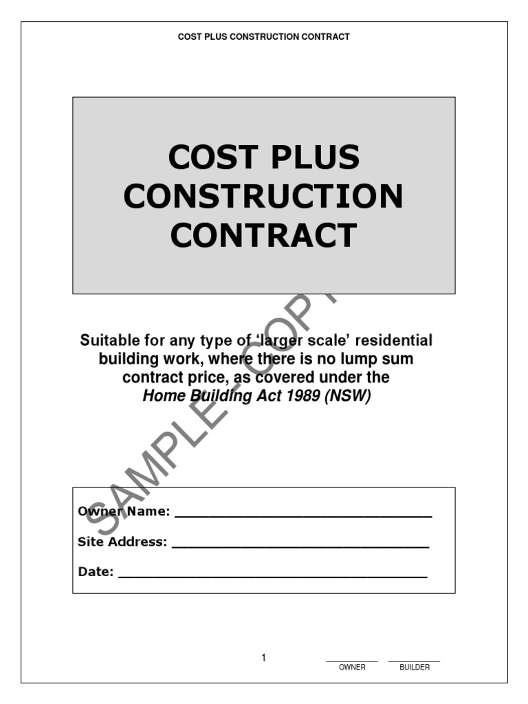 Cost Plus Construction Contract2 PDF Breach Of Contract Interest