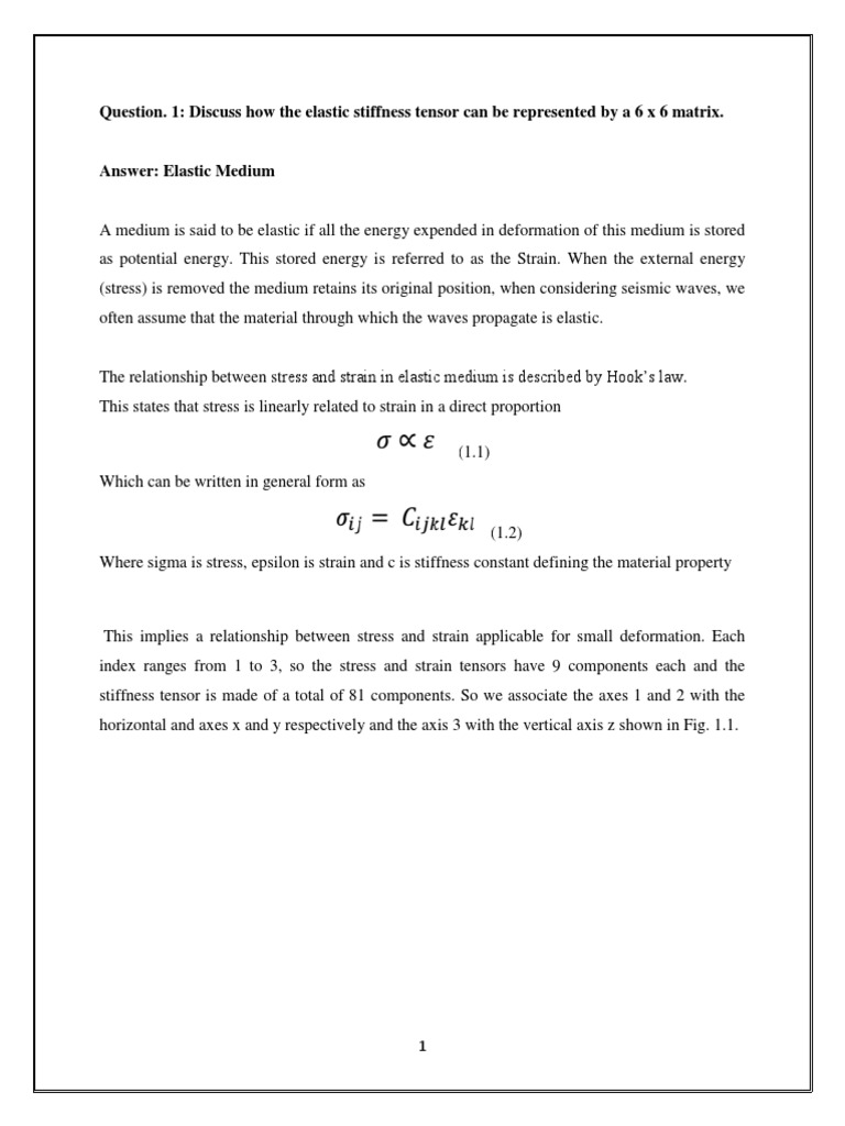 Elastic Stiffness Tensor Explained | PDF | Anisotropy | Chemistry