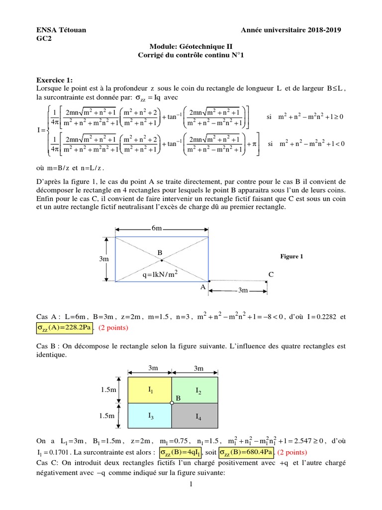 Corrige - CC1 - Geotechnique II - 2018 - 2019 PDF | PDF | Pression ...