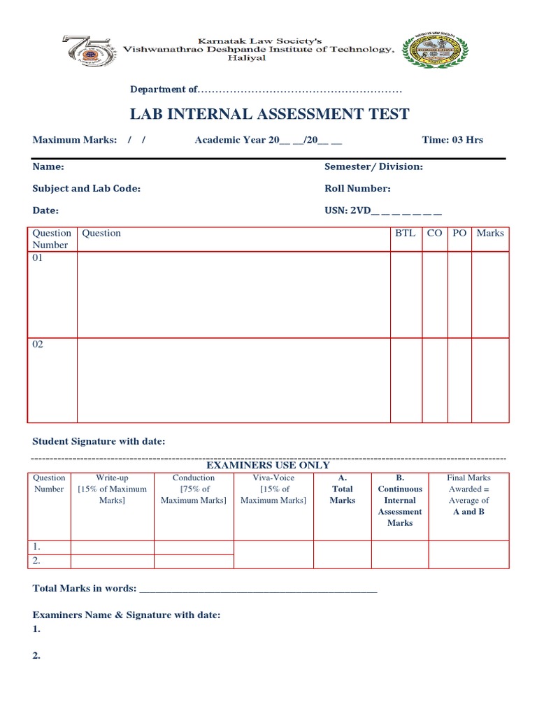 Lab Test Paper Template PDF | PDF