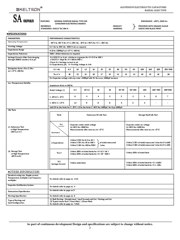 Keltron Electrolytic Capacitor PDF Capacitor Electrical Equipment