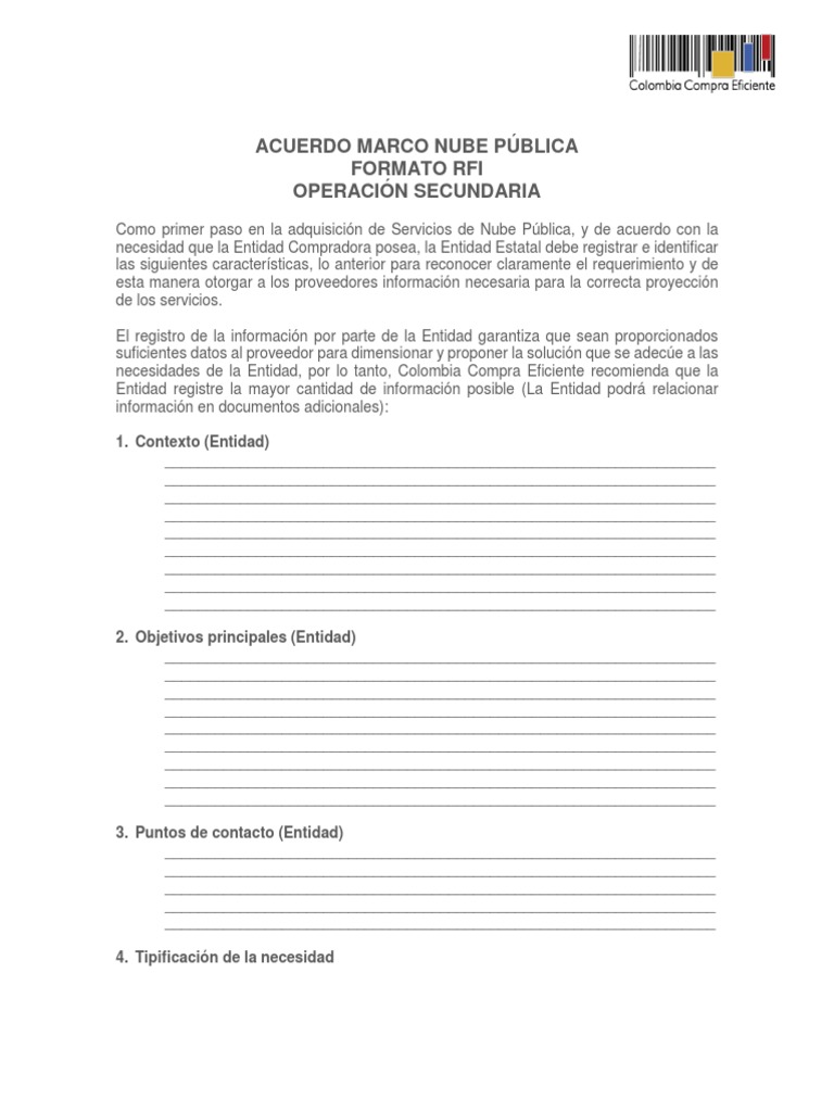 Anexo 3 - Formato Rfi para Operacion Secundaria Definitivo | PDF ...