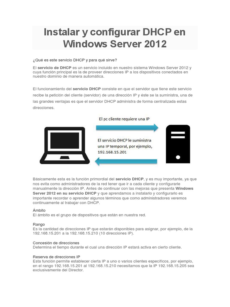 Configuración de DHCP en Windows Server 2012 | PDF | Dirección IP ...