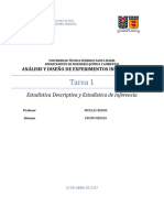 Análisis y Diseño de Experimentos Industriales - Tarea 1 - Estadísitica Descriptiva y Estadística de Inferencia - 2017-04-25 PDF