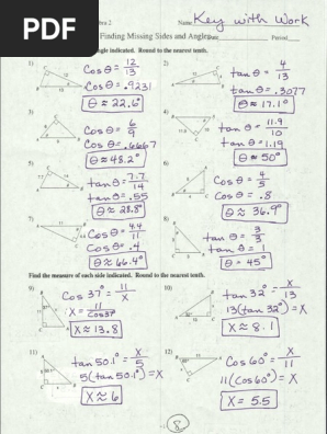 8 Right Triangle Trig Finding Missing Side and Angle KEY 1yua7xp | PDF