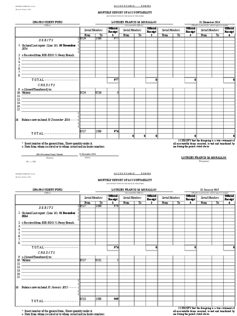 Monthly Accountability Report Forms | PDF | Debits And Credits ...