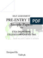 UET Peshawar Entry Test Sample Paper 2018 PDF