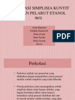 Perkolasi Simplisia Kunyit Dengan Pelarut Etanol 96%