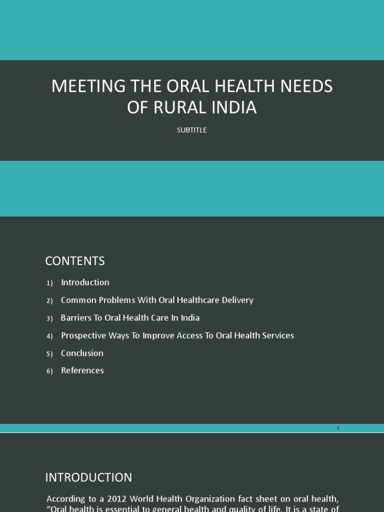 Improving Rural Oral Health Access | PDF | Dentistry | Health Care