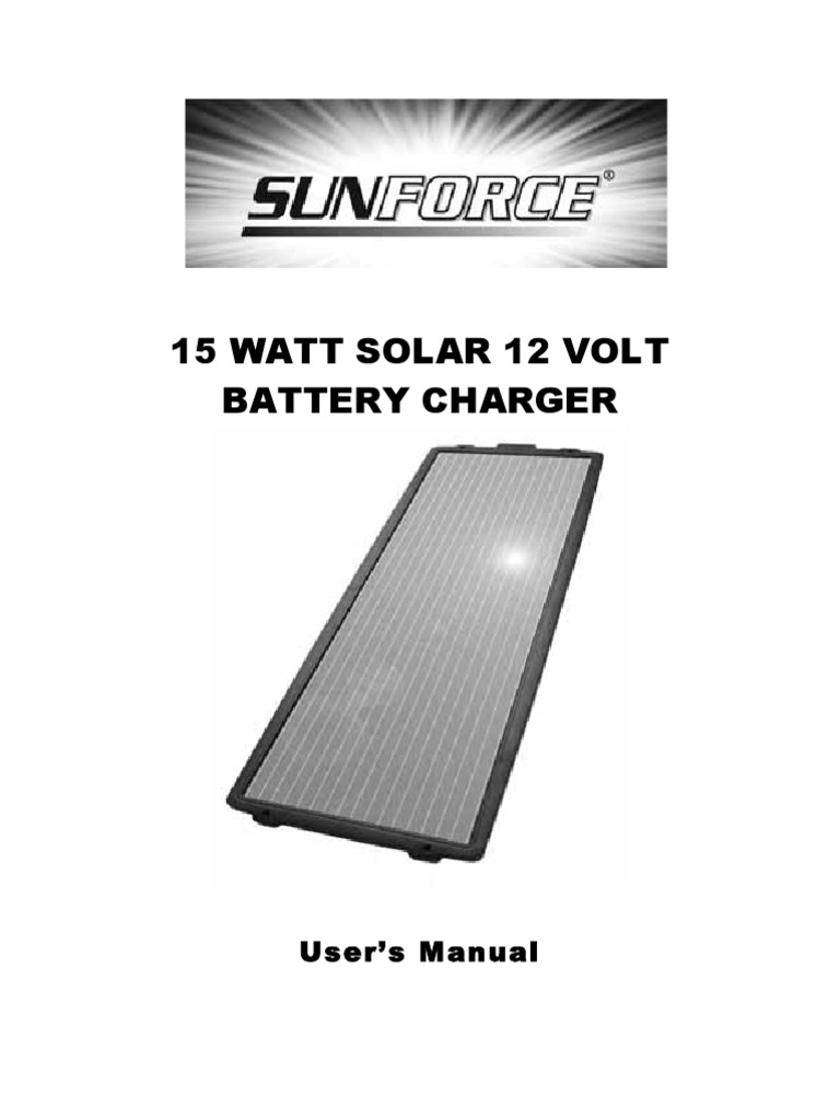 Sunforce 50032 15 Watt Solar Charger PDF Battery Charger
