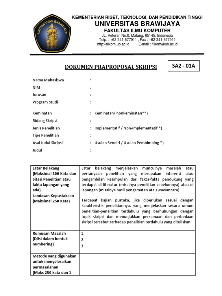 Dokumen Praproposal Skripsi Sa2 01a