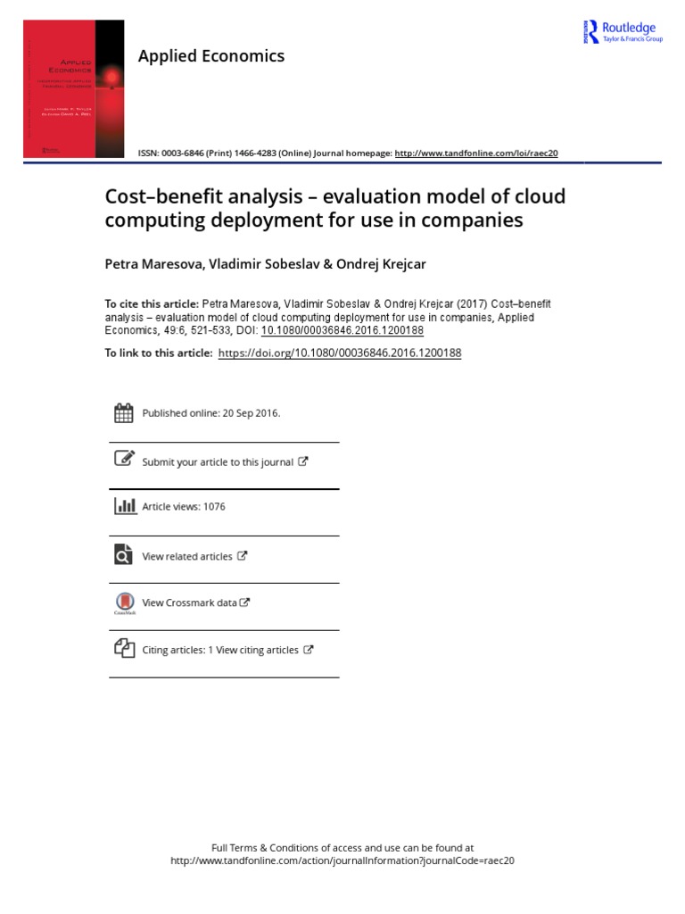Cost Benefit Analysis Evaluation Model of Cloud Computing Deployment ...