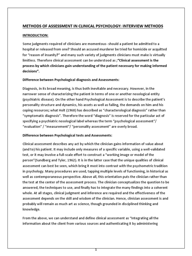Interview Method in Assessment | PDF | Psychological Evaluation ...