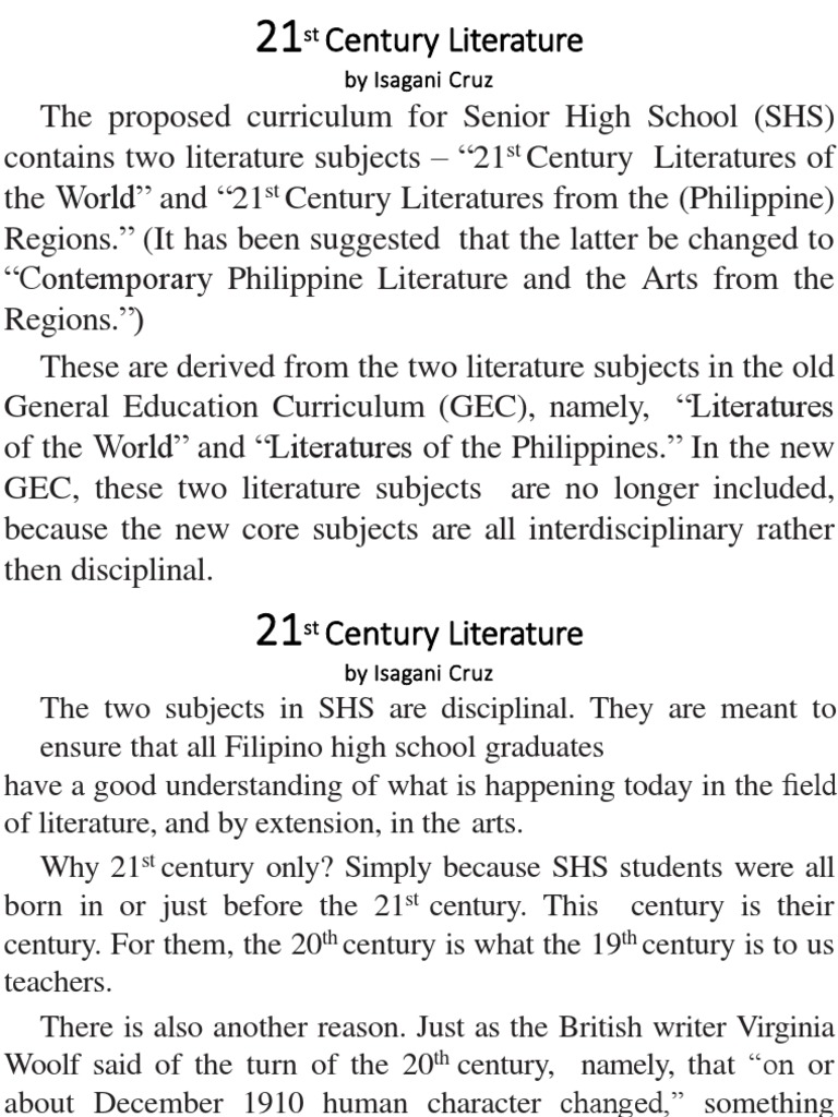 what is 21st century literature in your own words essay