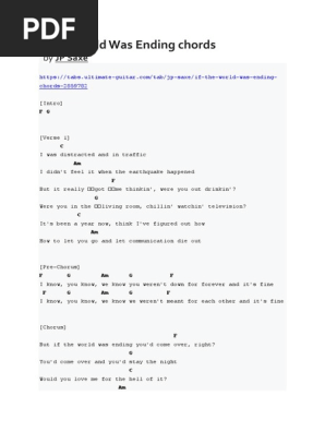 Song lyrics with guitar chords for The End Of The World