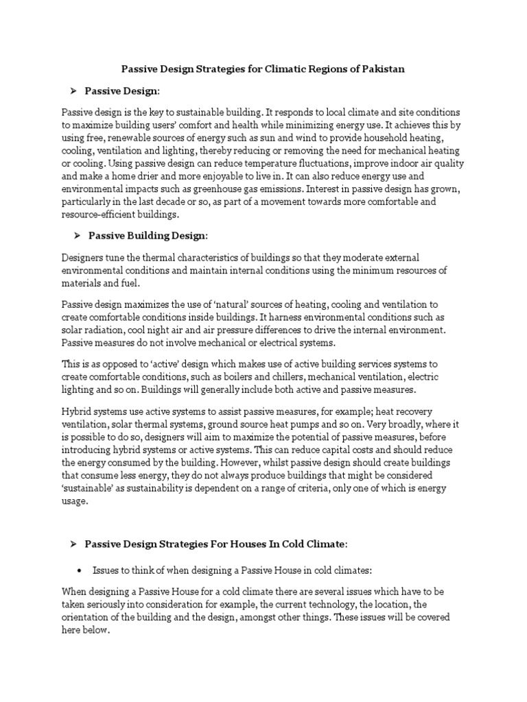 Passive Design Strategies in Pakistan | PDF | Air Conditioning | Solar ...