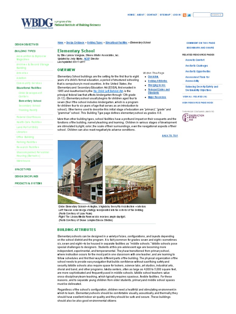 Elementary School - Whole Building Design Guide PDF | PDF | Classroom ...