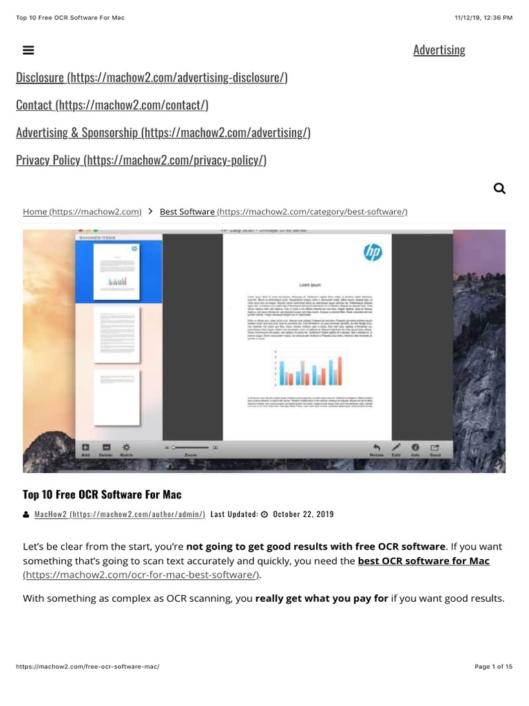 Top 10 Free OCR Software For Mac PDF | PDF | Image Scanner | Optical ...