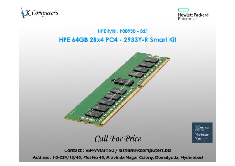 HPE 64GB 2Rx4 PC4-2933Y-R Smart Kit | PDF