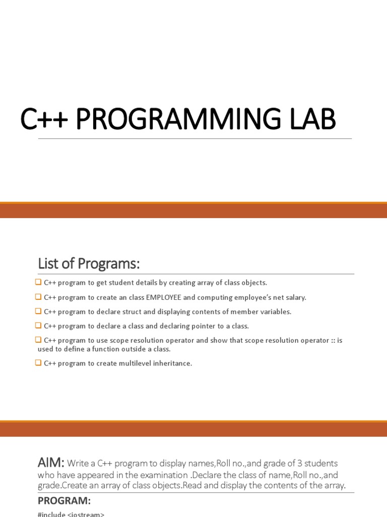 C++ Programming Lab | PDF | C++ | Scope (Computer Science)