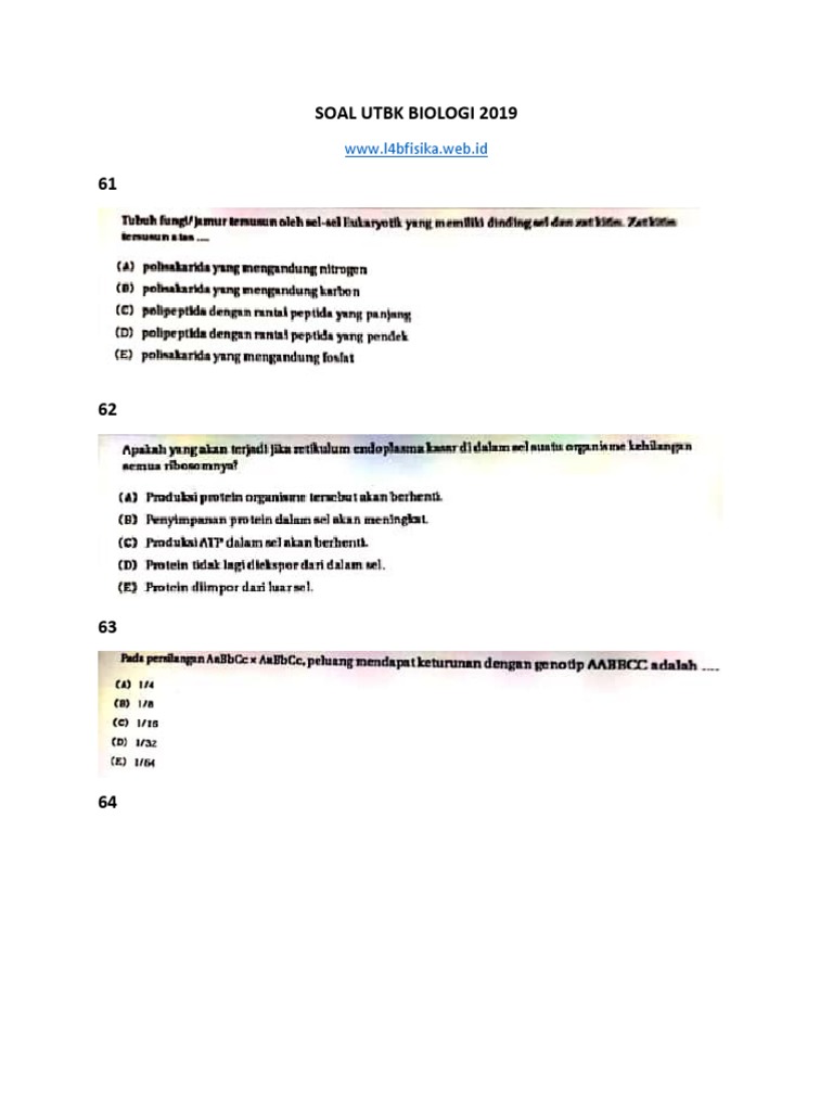 Soal Utbk Biologi 2019 Www L4bfisika Web Id Pdf
