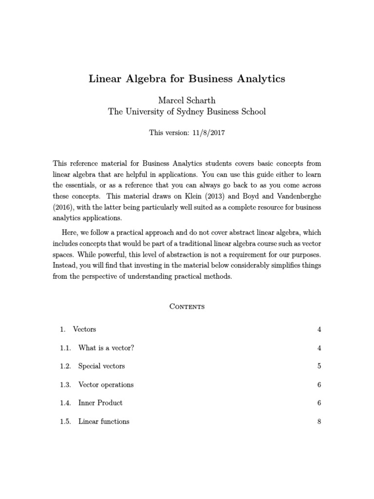 Linear Algebra For Business Analytics | PDF | Linear Algebra | Ordinary ...