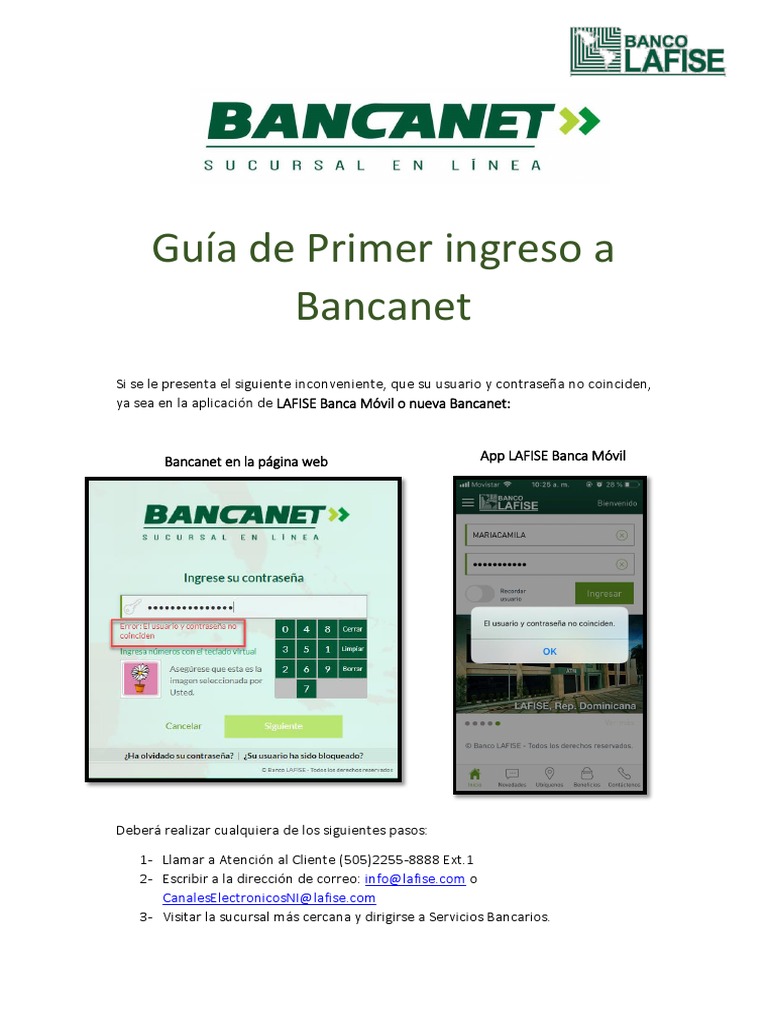 Guía de acceso a Bancanet LAFISE 3.0 | PDF