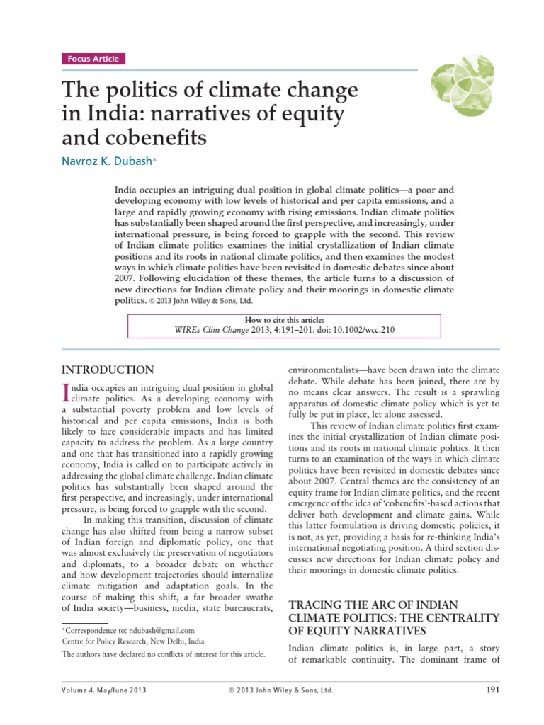 Wires The Politics of Climate Change in India Narratives of Equity and ...