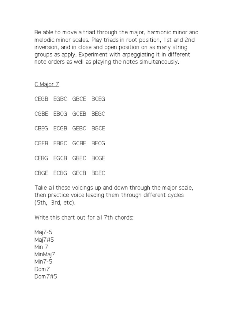 Advanced Triad and 7th Chord Exercises | PDF | Harmony | Chord (Music)