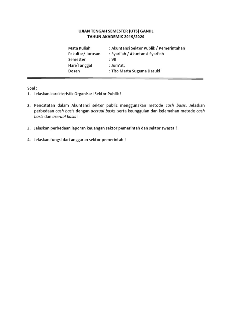 Soal Akuntansi Accrual Basis Guru Paud
